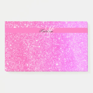 Glamour Girl Hot Pink Glitter Personalised Name Post-it Notes