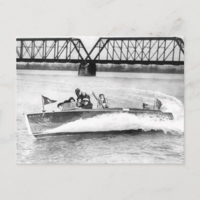 Glamour Girls in Speed Boat Postcard (Front)