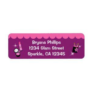 Glamour Girls Makeup Birthday Party Address Label