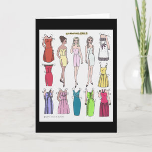 Glamour Girls Paper Doll Blank Greeting Card