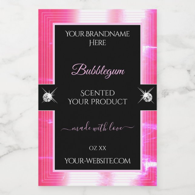 Glamour Girly Pink Black Brilliants Product Label (Single Label)