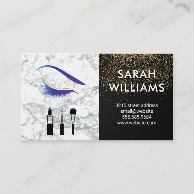 Glamour Glitter Eye Lash Beauty Business Card (Front)