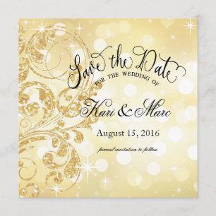 Glamour Glitter Luxe Save the Date champagne