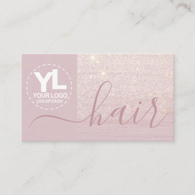 Glamour Glitter Pink Blush Purple Logo Template Business Card (Front)