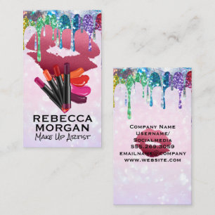 Glamour Glitter Shiny Drip   Lipstick Kiss Business Card