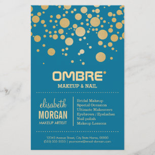 Glamour Gold Dots Decor - Retro Peacock Blue Colou Flyer