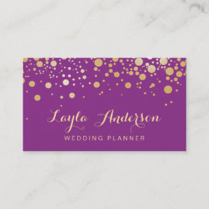 Glamour Gold Dots Decor - Stylish Violet Purple Business Card