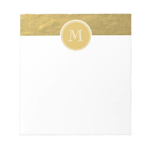 Glamour Gold Foil Background Monogram Notepad