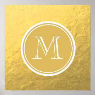Glamour Gold Foil Background Monogram Poster