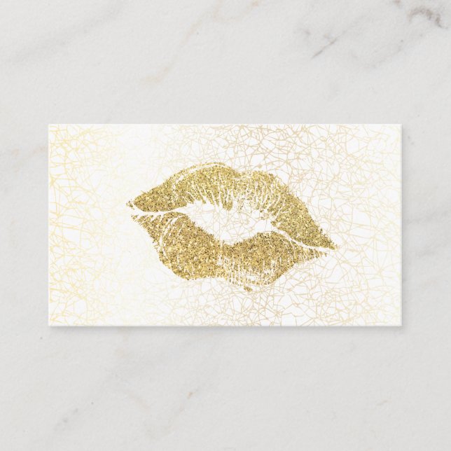 Glamour Gold Glitter Kiss | Gold Texture Business Card (Front)