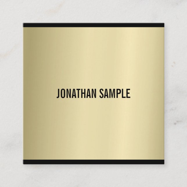 Glamour Gold Look Modern Luxury Sophisticated Square Business Card (Front)