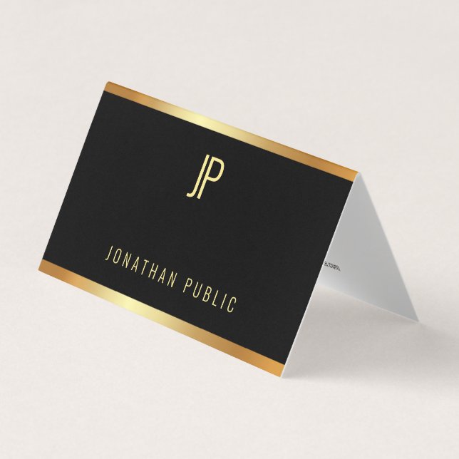 Glamour Gold Luxury Modern Elegant Template Folded Business Card (Front)