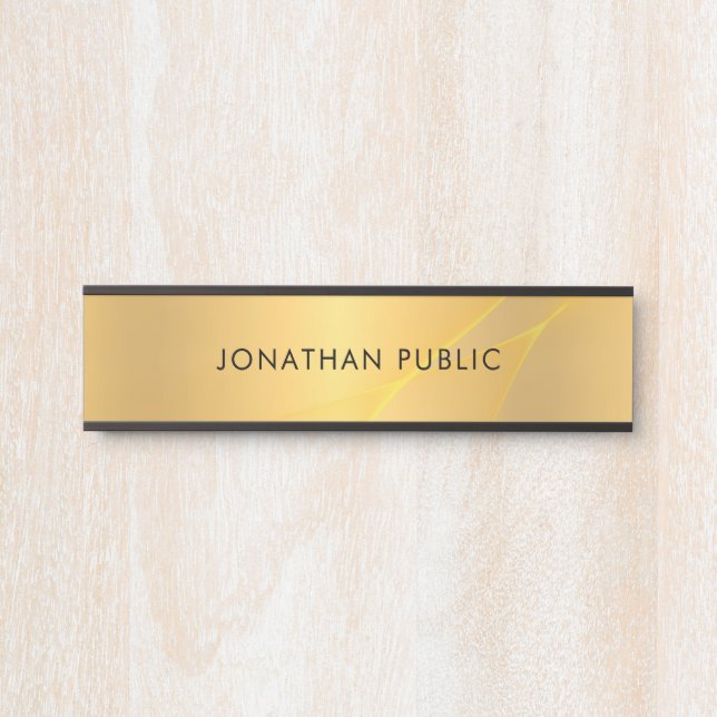 Glamour Gold Minimalist Template Elegant Modern Door Sign (Front)