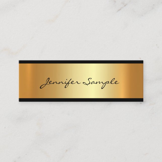Glamour Gold Modern Charming Professional Plain Mini Business Card (Front)