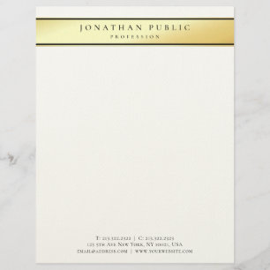 Glamour Gold Modern Chic Professional Felt Paper Custom Letterhead