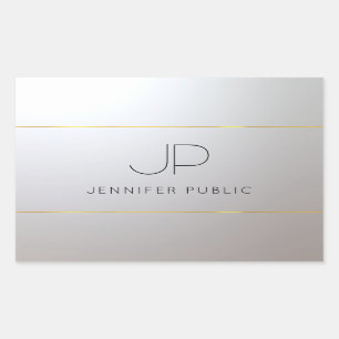 Glamour Gold Silver Monogram Template Personalised Rectangular Sticker