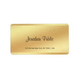Glamour Gold Simple Modern Elegant Hand Script Label