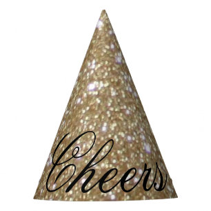 Glamour golden Glitz Bokeh lights gold glitter Party Hat
