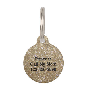 Glamour golden Glitz Bokeh lights gold glitter Pet Tag