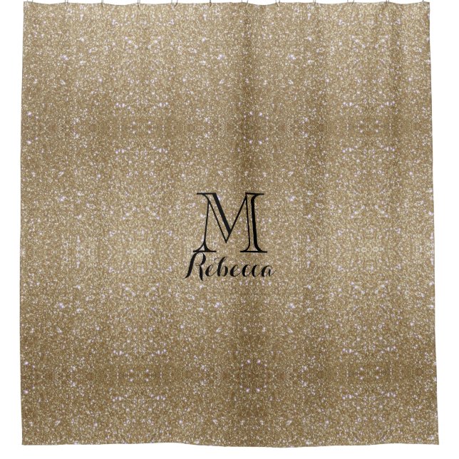 Glamour golden Glitz Bokeh lights gold glitter Shower Curtain (Front)