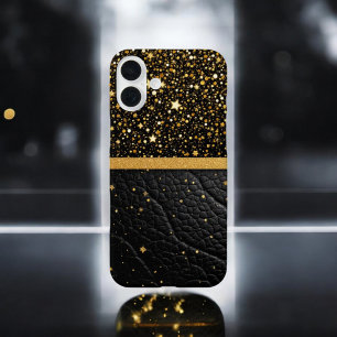 Glamour Guard  (Glitter - gold - Leather)  iPhone 16 Plus Case