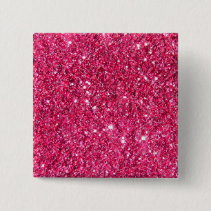 Glamour Hot Pink Glitter 15 Cm Square Badge