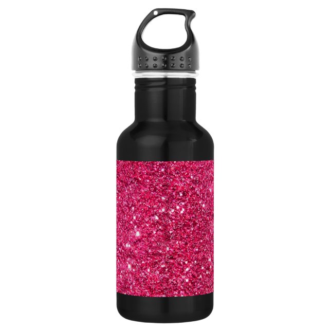 Glamour Hot Pink Glitter 532 Ml Water Bottle (Front)