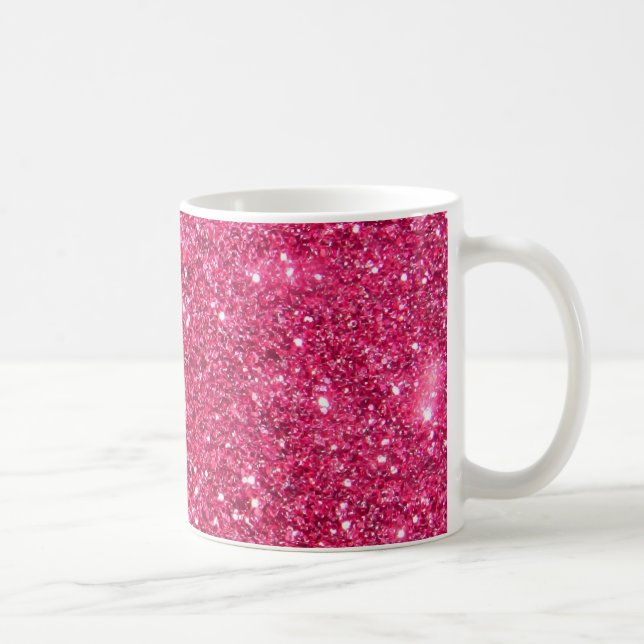 Glamour Hot Pink Glitter Coffee Mug (Right)