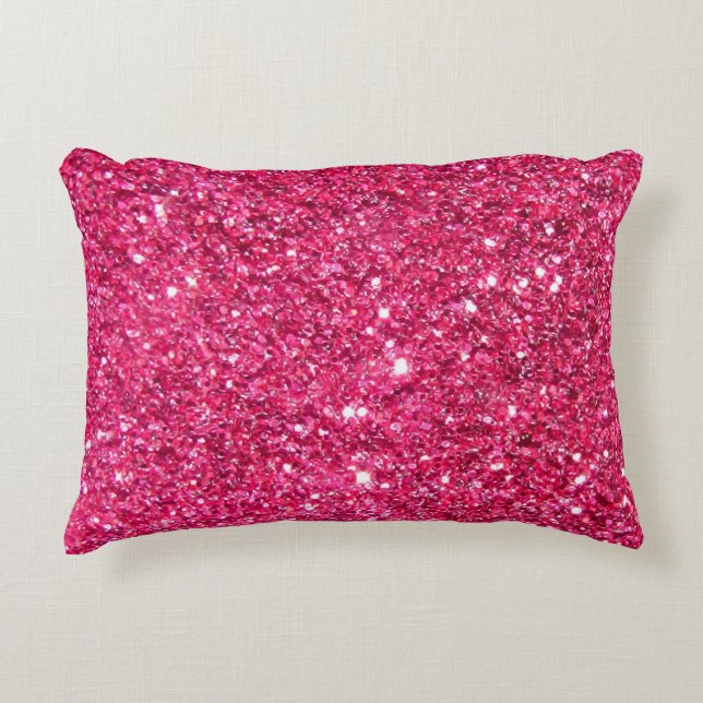 Glamour Hot Pink Glitter Decorative Cushion (Front)