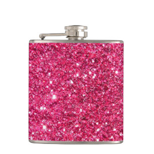 Glamour Hot Pink Glitter Hip Flask