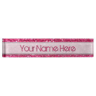 Glamour Hot Pink Glitter Nameplate