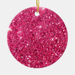Glamour Hot Pink Glitter Print Ceramic Tree Decoration