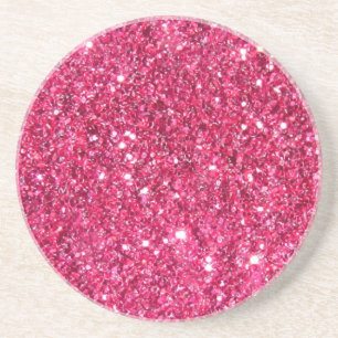 Glamour Hot Pink Glitter Print Coaster