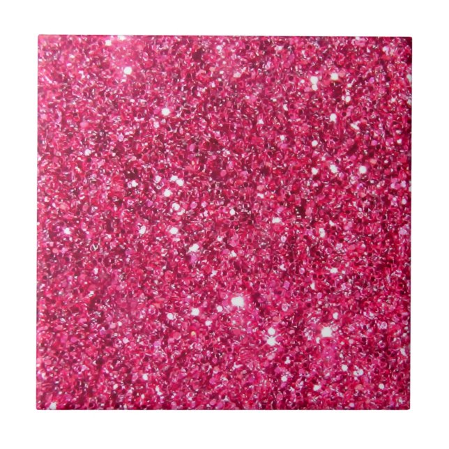 Glamour Hot Pink Glitter Tile (Front)