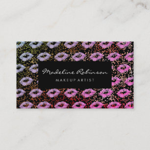 Glamour Hot Pink Violet Glitter Kisses and Specks Business Card