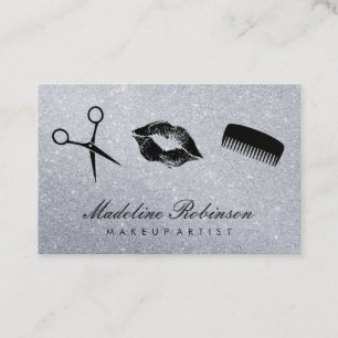 Glamour Kiss Comb Shears Glitter Business Card