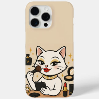 Glamour Kitty: Bling Life in Full Makeup iPhone 15 Pro Max Case