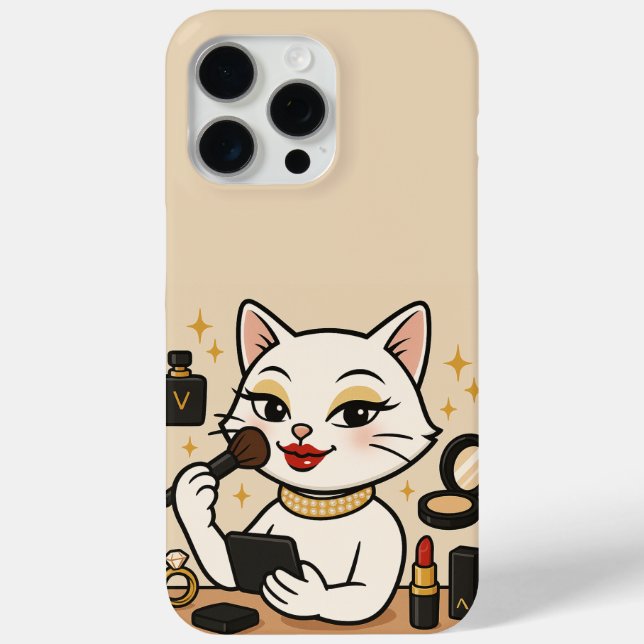 Glamour Kitty: Bling Life in Full Makeup Case-Mate iPhone Case (Back)
