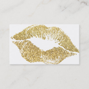 Glamour Lipstick Kiss Gold Glitter Business Card