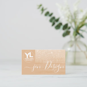 Glamour Luxury Orange Gold Glitter Glam Logo Image Business Card