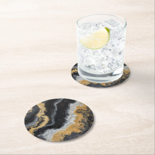 Glamour Marble Pattern Round Paper Coaster