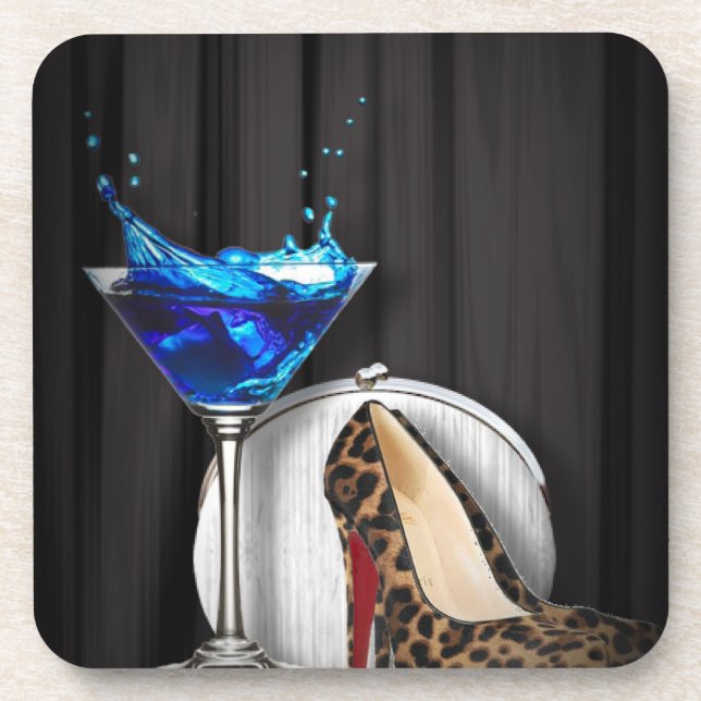 glamour martini cocktail party girl stilletos coaster (Front)