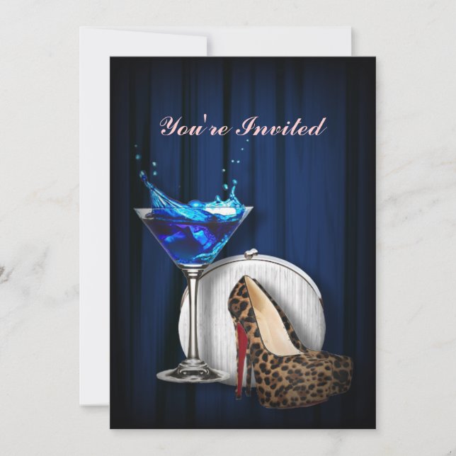 glamour martini cocktail party girl stilletos invitation (Front)