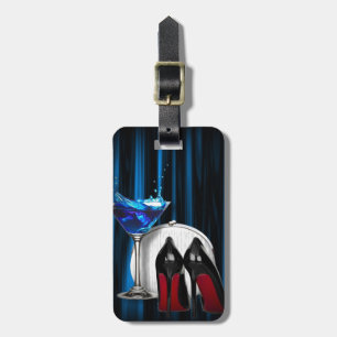glamour martini cocktail party girl stilletos luggage tag