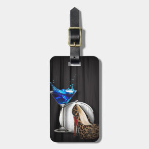 glamour martini cocktail party girl stilletos luggage tag