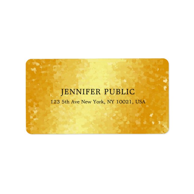 Glamour Metallic Look Faux Gold Hearts Elegant Label (Front)