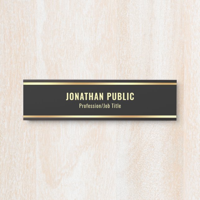 Glamour Modern Black And Gold Design Template Door Sign (Front)