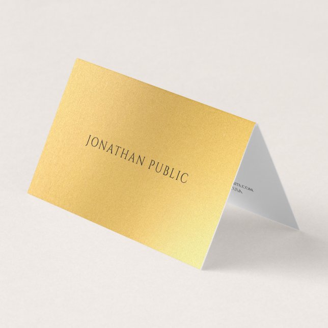 Glamour Modern Elegant Faux Gold Template Premium Business Card (Front)