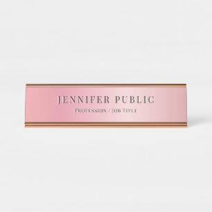 Glamour Modern Elegant Template Rose Gold Desk Name Plate
