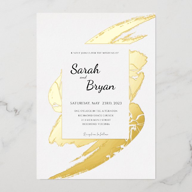 Glamour Modern Gold Foil Wedding Invitation (Front)